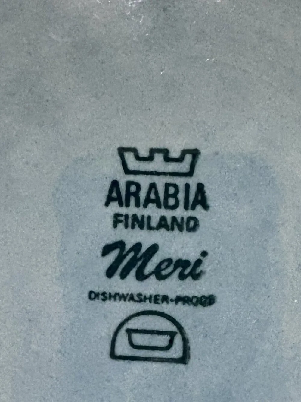 Vintage Arabia Finland Meri Blue Stoneware Serving Bowl 7